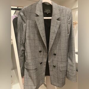 Massimo Dutti Black and White Checkered Blazer